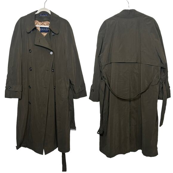 Lauren Ralph Lauren Trench Coat Jacket Wool Lined Removable Button Up Belted 40R - Picture 1 of 9